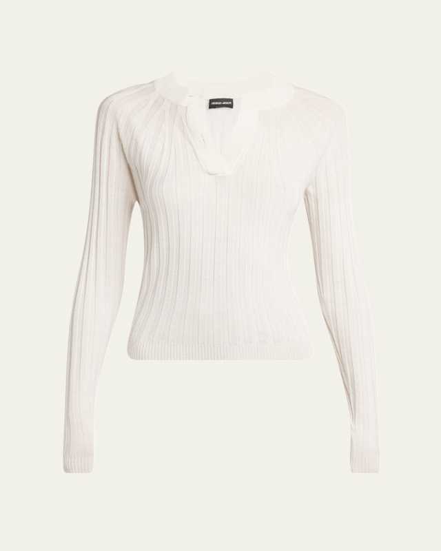 Ribbed Cashmere Silk Top